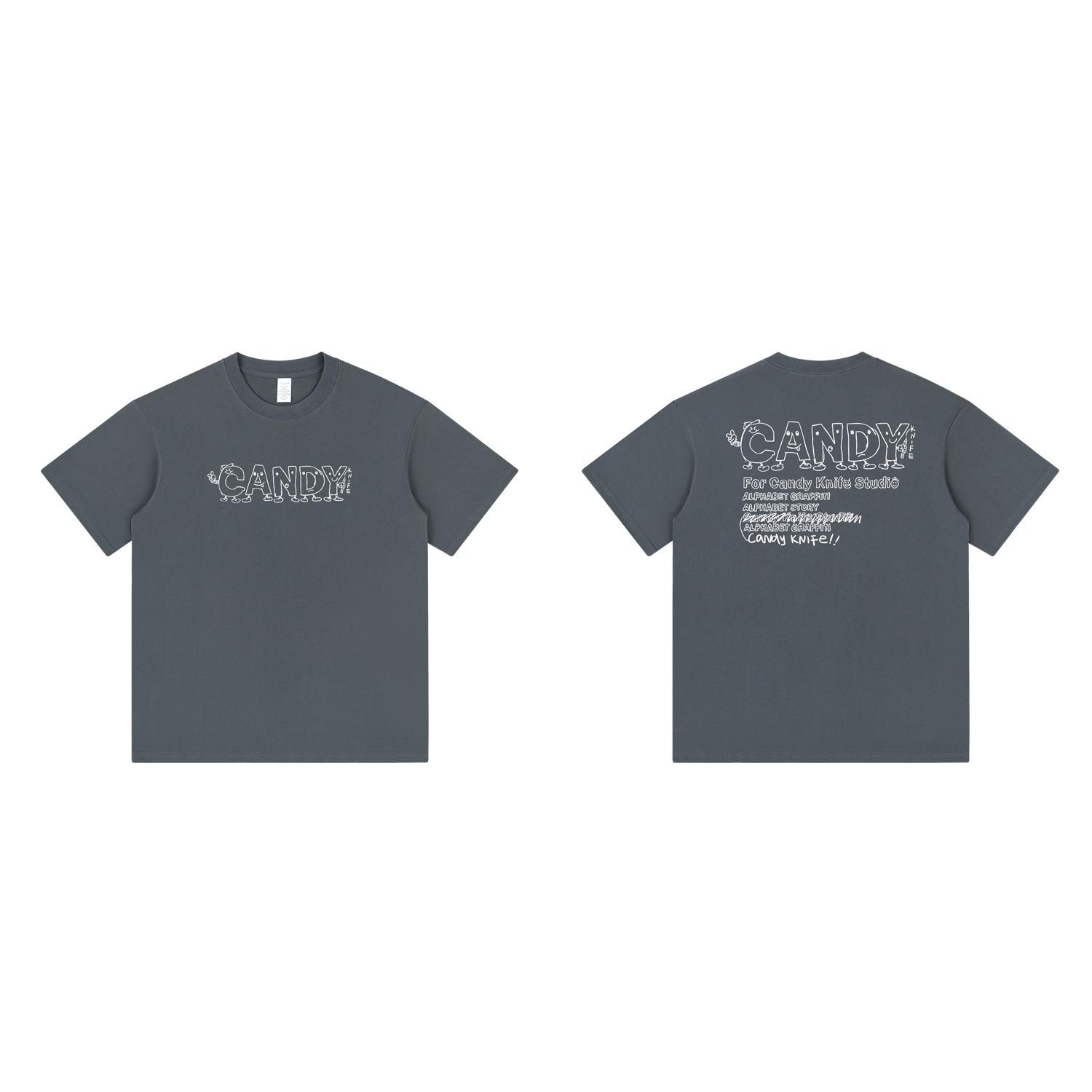 

Унисекс трендовая футболка с граффити, круглым вырезом и короткими рукавами 2X Large темно-серого