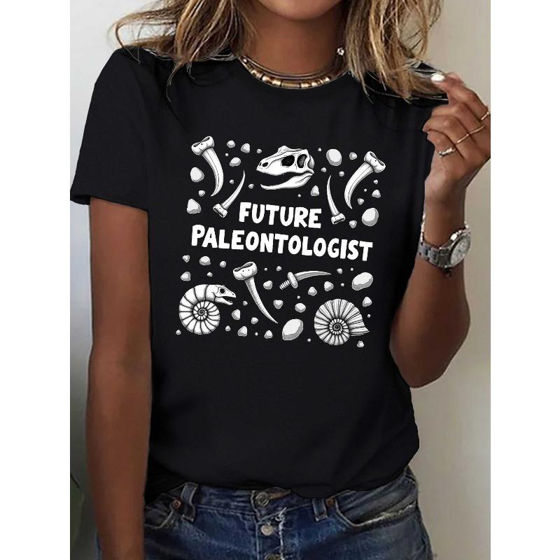 

European sizes Women S Paleontology Dinosaur Fossils Graphic Tee - SoftT-Shirt with Future Paleontologist Text & Fossil Art - & Science Shirt 4XL