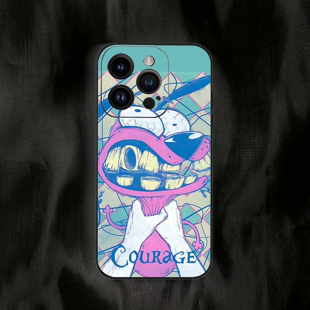 Cartoon C-Courage The C-Cowardly D-Dog Phone Case For Iphone 16 15 11 13 14 Pro Max 7 8 Plus X Xr Xs Max 12mini Black Shell Case