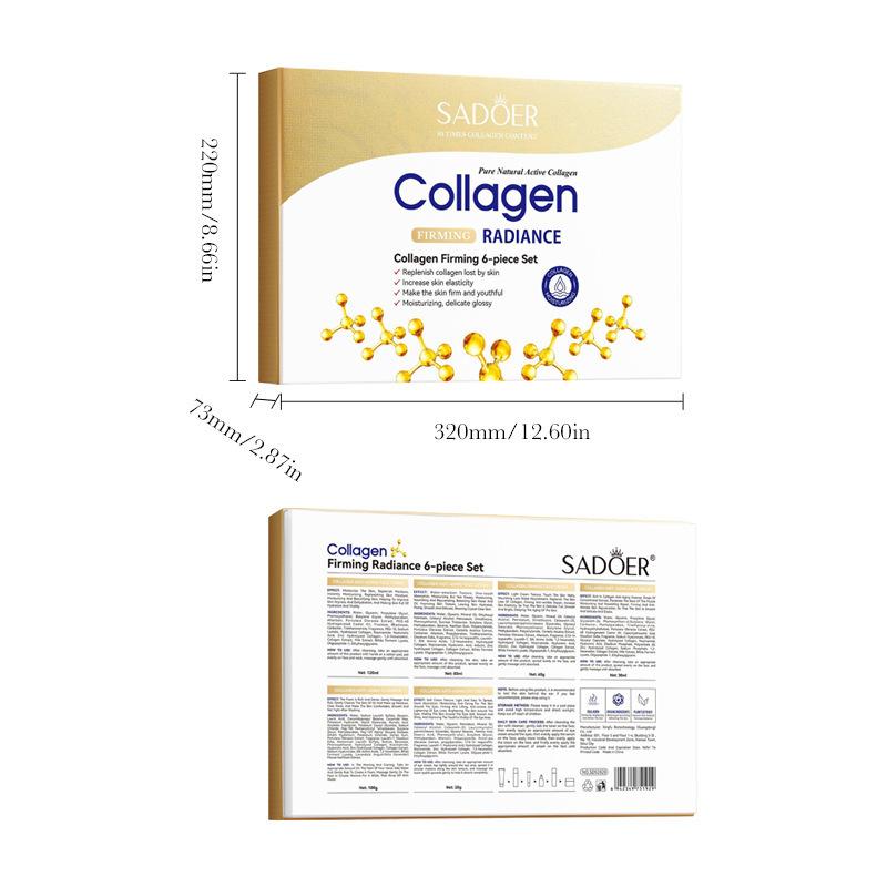 Set Skincare Viso al Collagene da 6 Pezzi Kit Idratante Nutriente per la Cura della Pelle per Uso Quotidiano