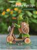 Solar LED Resin Bonsai Turtle On Bicycle Garden Night Light Ornament