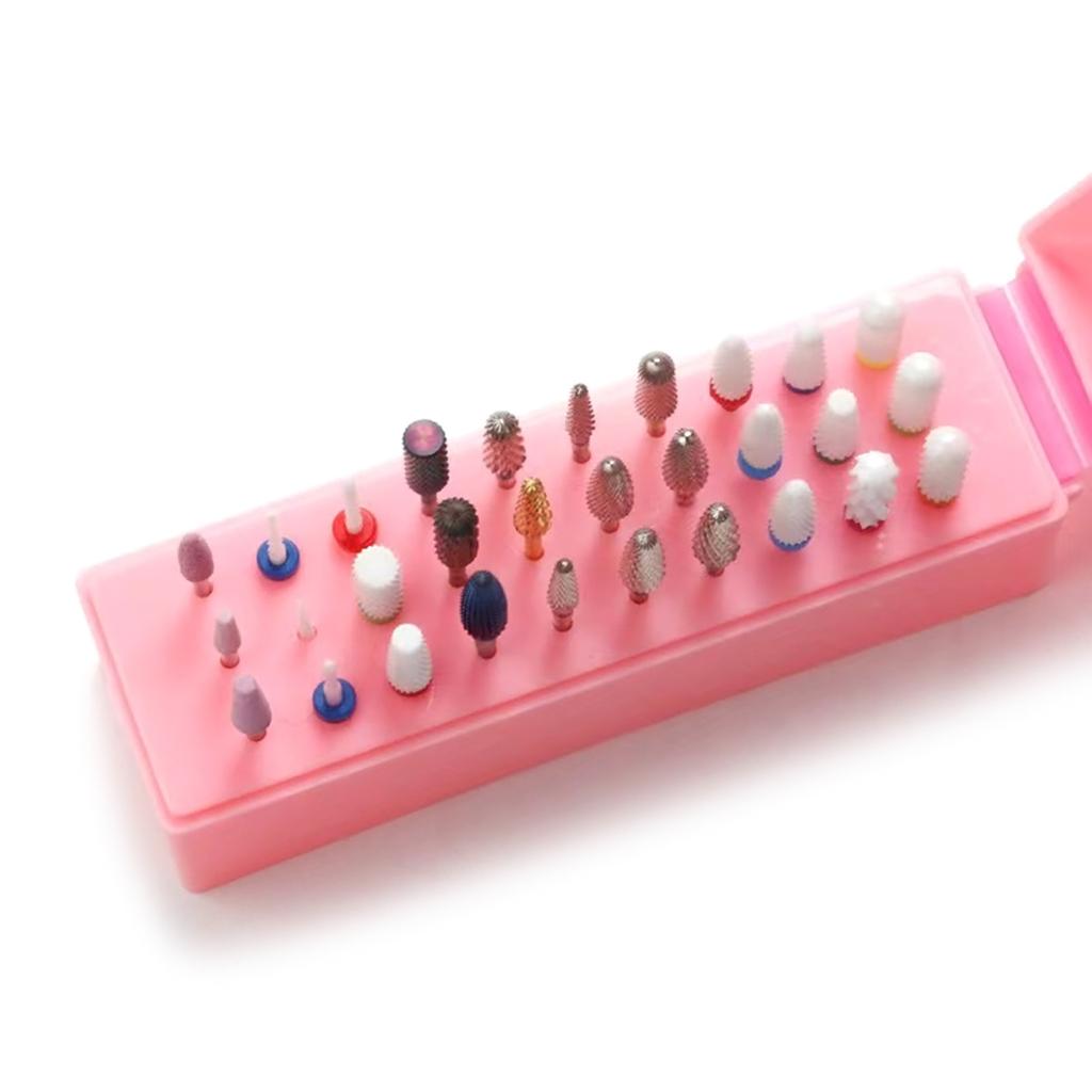 30/48 Holes Nail Drill Bits Storage Box Nail Grinding Head Holder Stand Display Container Milling Cutter Manicure Tool