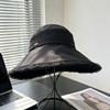 Simple commuter wind lotus leaf edge empty top sunscreen hat female summer big brim sun hat showing small face travel versatile mesh gauze hat
