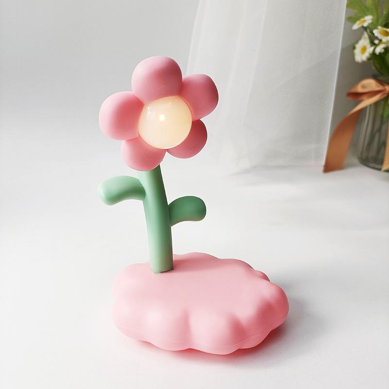 

Милая Сладкая И Облачная Основа Лампа Подсолнух Ручная Работа Сделай Сам Питание от Кнопочных Батареек розовый