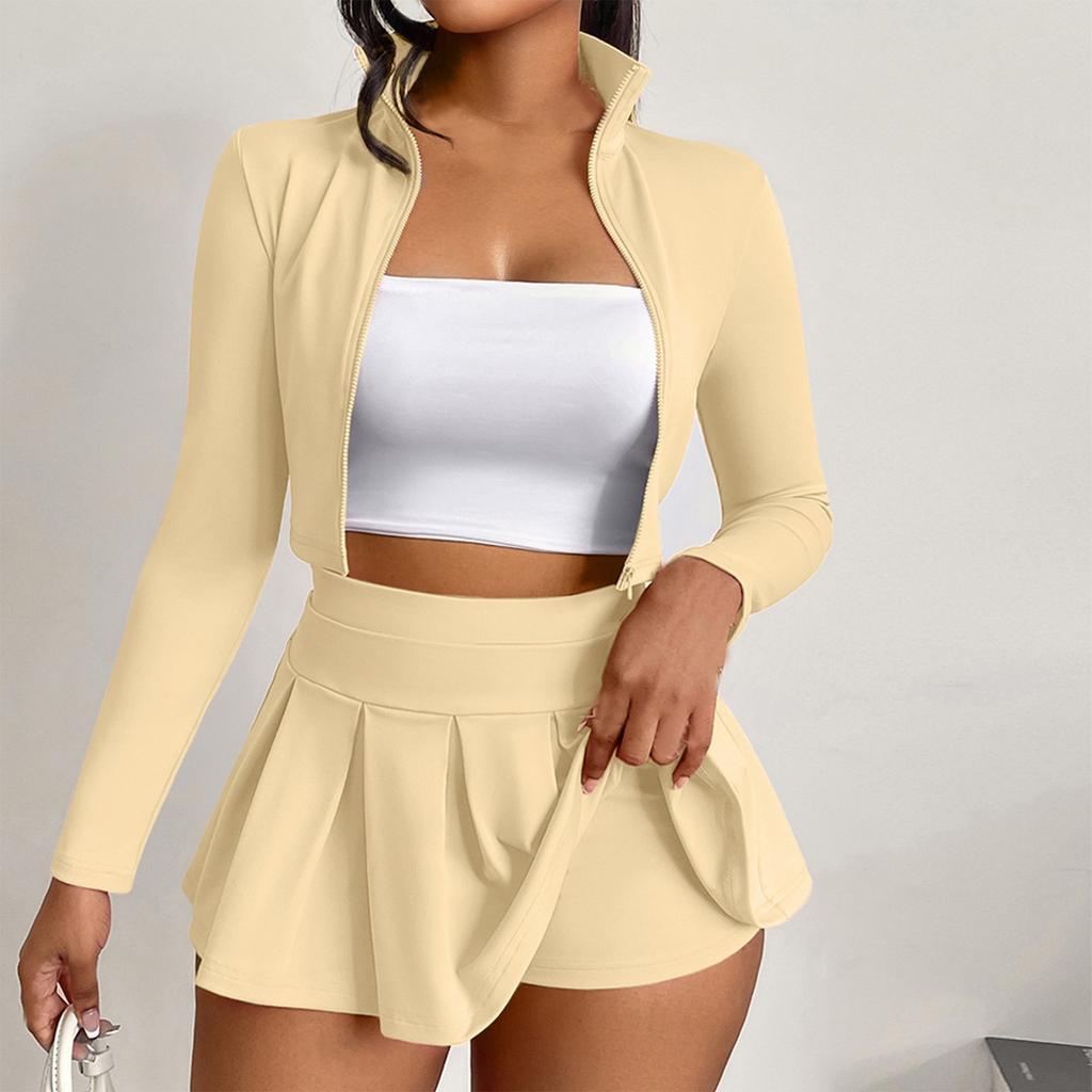 Women's Fashion Casual Hundred Sexy Undershirt Package Hip Pleated Skirt