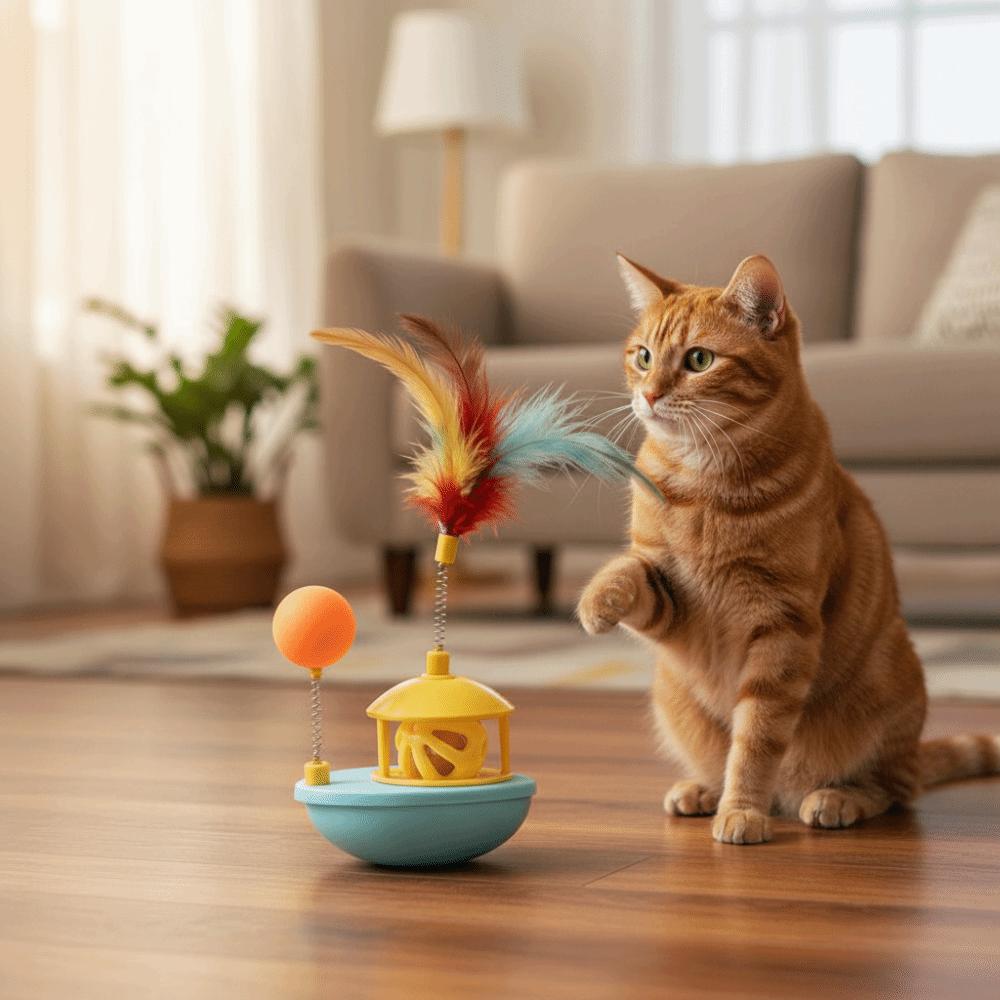 Self-Playing Cat Tumbler Toy Rotating Wobble Tumbler Boat Cat Interactive Toy  Relieve Boredom
