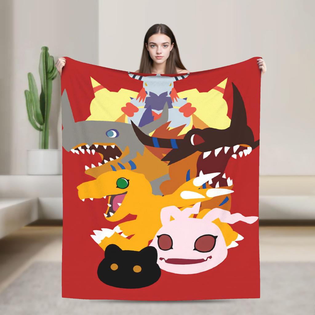 Digimon Plush Blanket Girls Boys Flannel Throw Blanket For Couch Chair Super Soft Quality Bedspread Gift