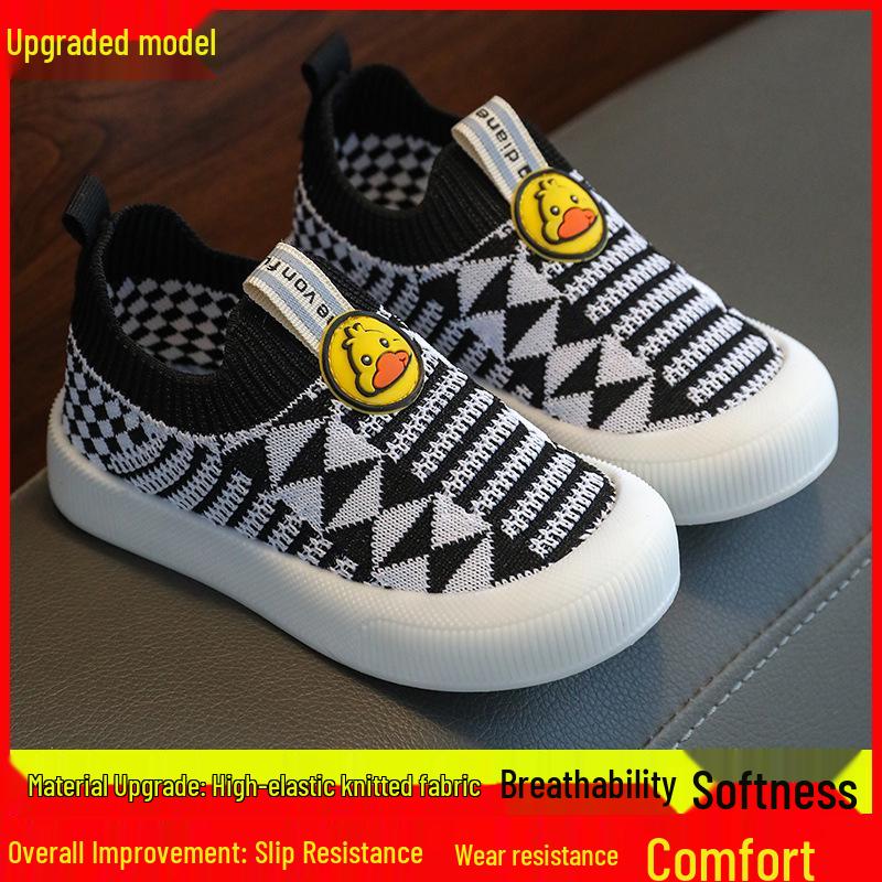 Hohle atmungsaktive Mesh Flyknit Slip-On Schuhe für Kinder - Rutschfeste weiche Sohle, lässige Babyschuhe
