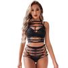 2-Pieces Womens Sexy Fishnet Striped Bra and Thong Set,Fishnet See Through Lingerie Set Plus Size,Mesh Sexy Underwear Lingerie Sexy Costumes