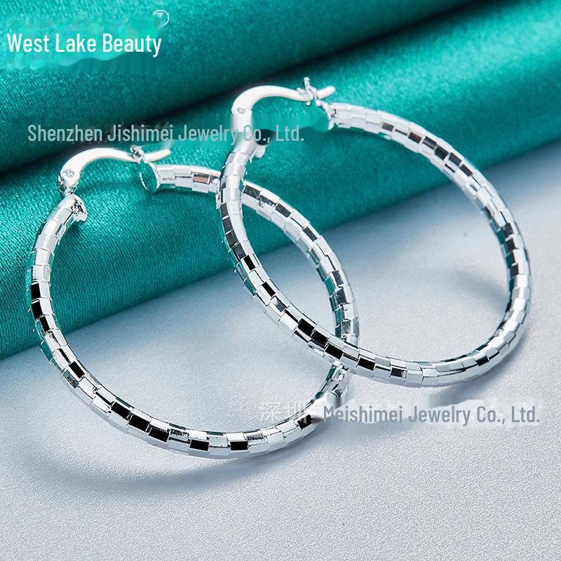 

«Женские серебряные прямоугольные серьги с пайетками - West Lake Beauty»