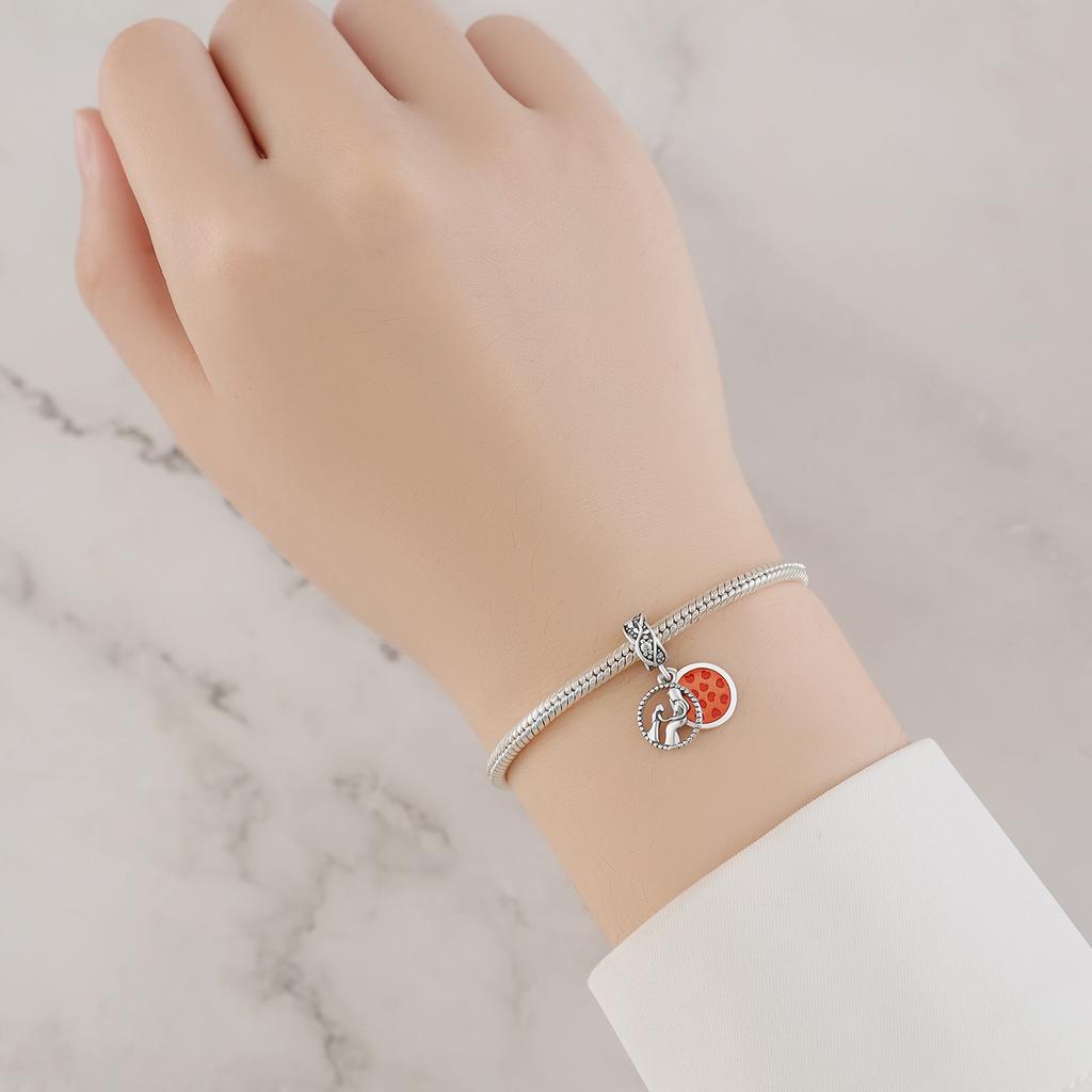 Copper Charms Original Mother-Daughter Transparent Glue Pendant Beads Fit Bracelet Jewelry Diy Women Fine Gift