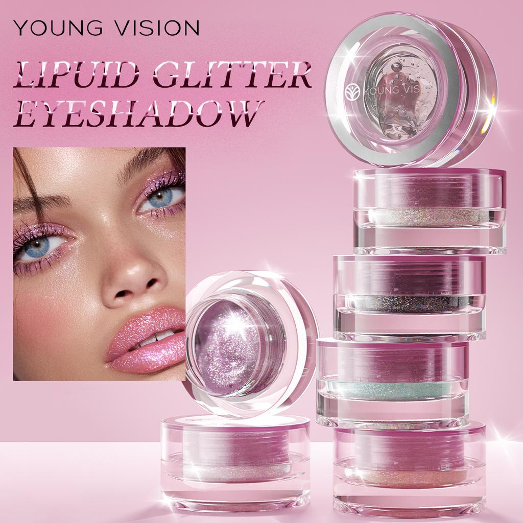 YOUNG VISION Liquid Gel Glitter Eyeshadow, Face & Body, Quick-Dry, Sheer Waterlight Liquid Gel Formula, Easy Blend for Long Lasting Galactic Glow