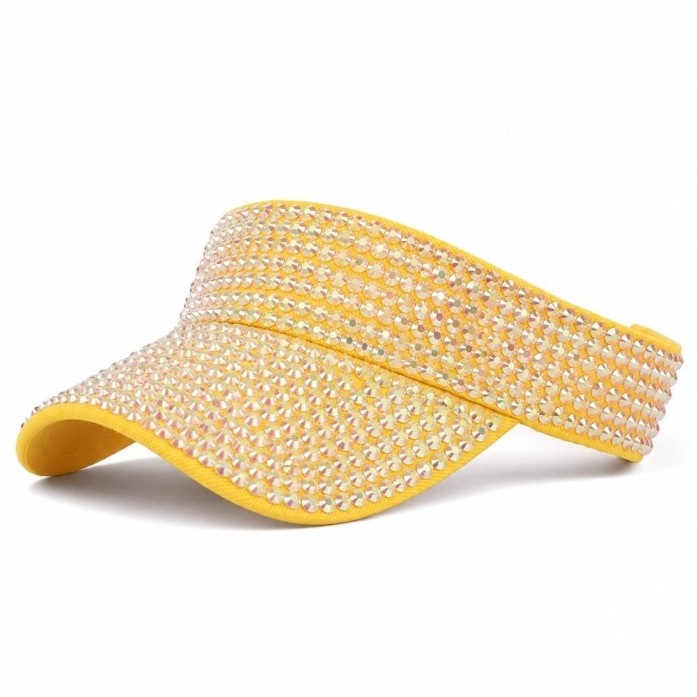 Rhinestone Decor Rhinestone Sun Visor Hat Shiny Top Hat Visor Bling Baseball Cap City Walking