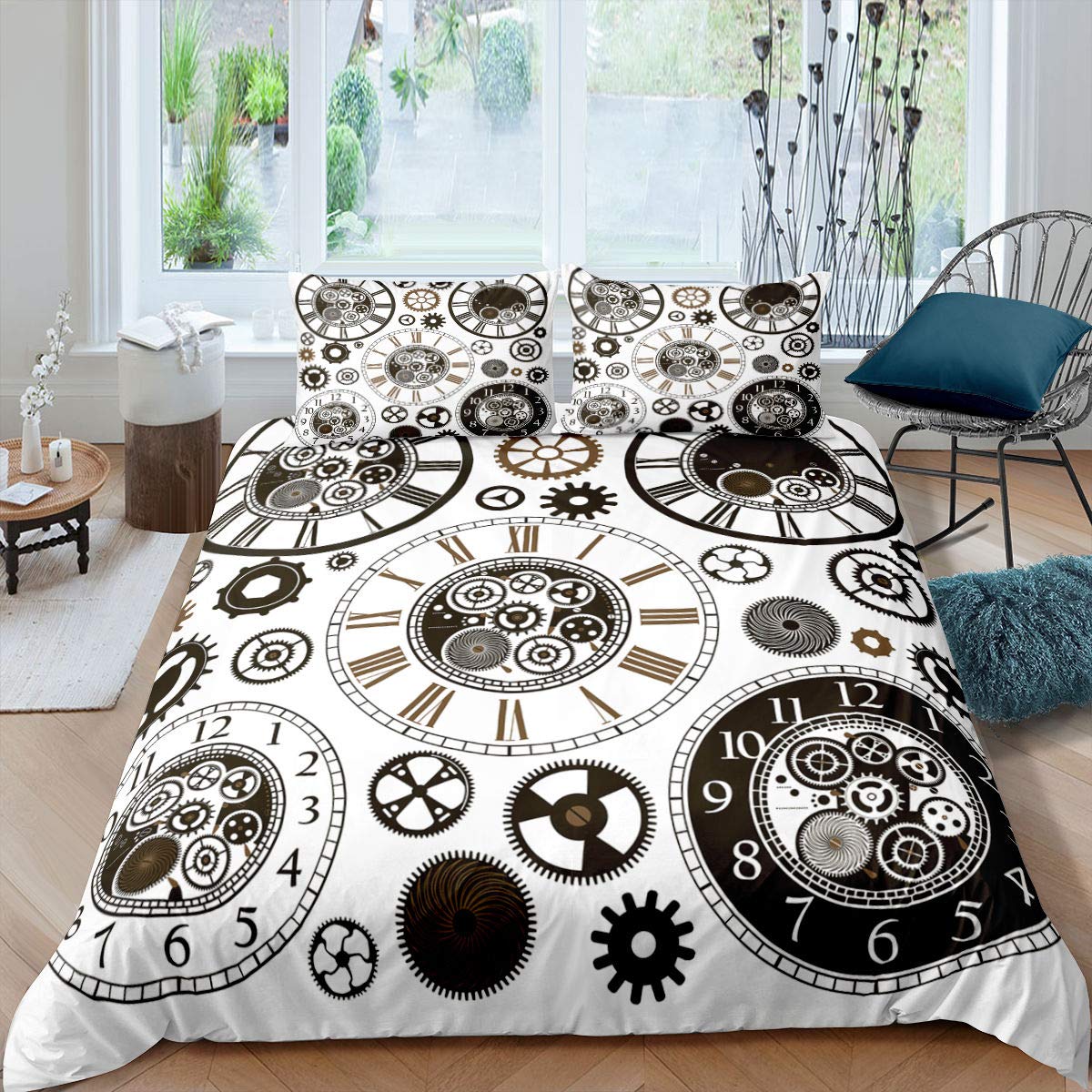 

Comforter Golden Industrial Gear King Full Steampunk Style Bedding Set Mechanical Device Polyester Comforter Comforter (quilt)-EU Single(135*200cm)3pcs