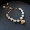 Kpop Irregular Imitation Pearl Bracelet For Women Korean Natural Stone Pendant Adjustable Cuff Bracelets Anniversary Jewelry