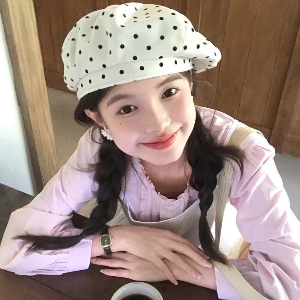 Literary Polka Dot Berets Artistic Newsboy Hat Versatile Painter Hat for Women