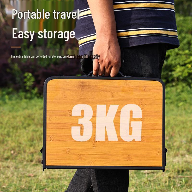 Outdoor Wood Grain Folding Table: Multifunctional Mesh Iron Design for Camping, BBQ, and Dining