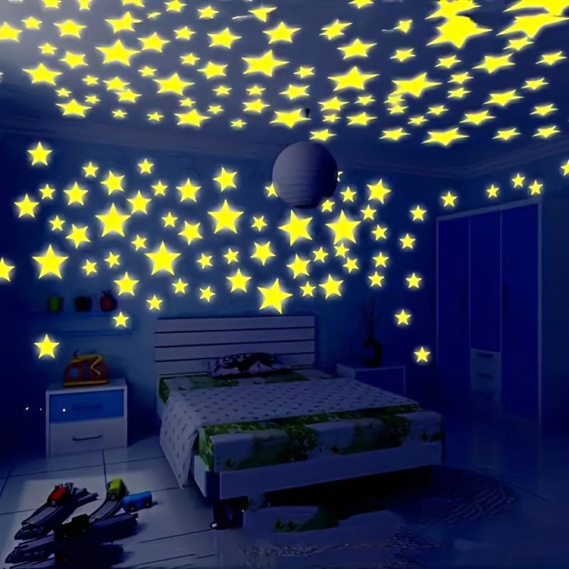 500pcs Luminous 3D Star Wall Sticker, Glow in The Dark Self-Adhesive Ceiling Stickers, ,Removable Stickers, Wall Decor Decals