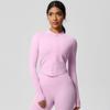 Womens Seamless Fit Quick-Dry Zip-Up Athletic Jacket Yoga Running Gym Workout