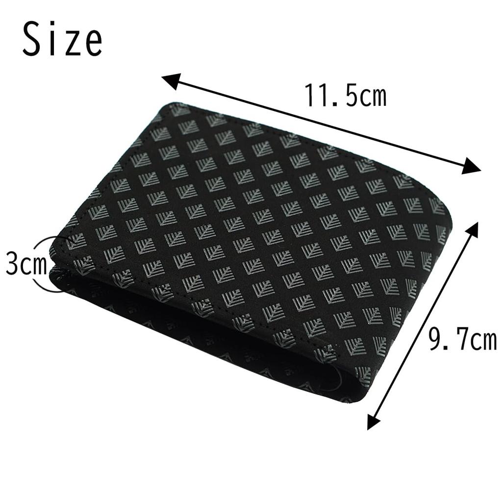 Inden Bifold Wallet with Bill Compartment and Coin Deerskin Leather 2006 Black with Gray Wakamatsu Diamond [Inden-ya] Purse, No. ([71-183] Lacquer,