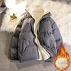 Warm Fleece Winter Lined Puffer Jackets Men Thick Parkas Casual Man Padded Down Outwear Zipper Long Sleeve Outdoor Couple Coat