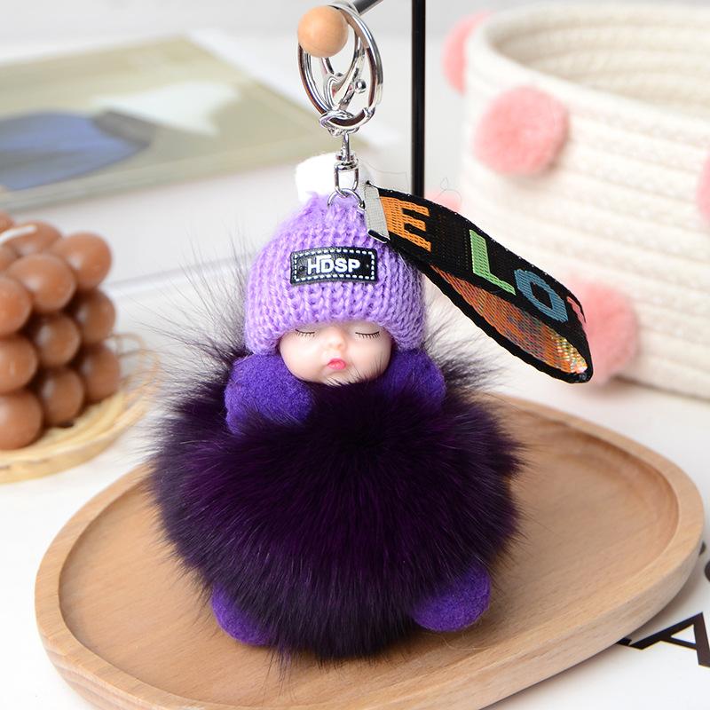 Echter Fuchs Haarball Schlafpuppe Anhänger Plüsch Schlüsselanhänger Accessoires Fell Geschenk Schmuck