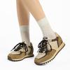Korean Ugly BigHead Shoes, Mesh ColorBlock Genuine Leather Forrest Ah Gump Shoes, Women'S LaceUp Versatile Waffle Shoes