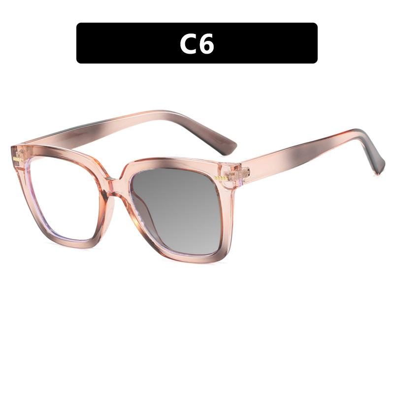 New Rainbow Candy Colored Square Oversized Photochromic Reading Glasses Women Anti Blue Ray Hyperopia Prescription Eyewear