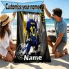 Personalisierbares Strandtuch mit Kylian Mbappe Aufdruck und individuellem Namen, für Reise Camping Strandparty Heimdekoration, Geburtstagsgeschenk für Familie & Freunde