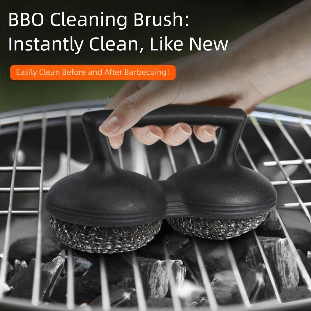 2 IN 1 Steel Wool Scrubber Stainless Steel Wire Bristle Metal Scrubbing Sponge  BBQ Grill