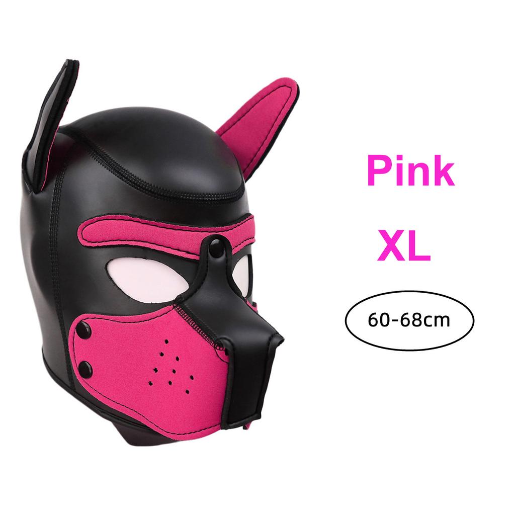 XL-Größe, brandneue, modische, gepolsterte Latex-Gummi-Rollenspiel-Hundemaske, Welpe, Cosplay, voller Kopf mit Ohren, 10 Farben, Leistung