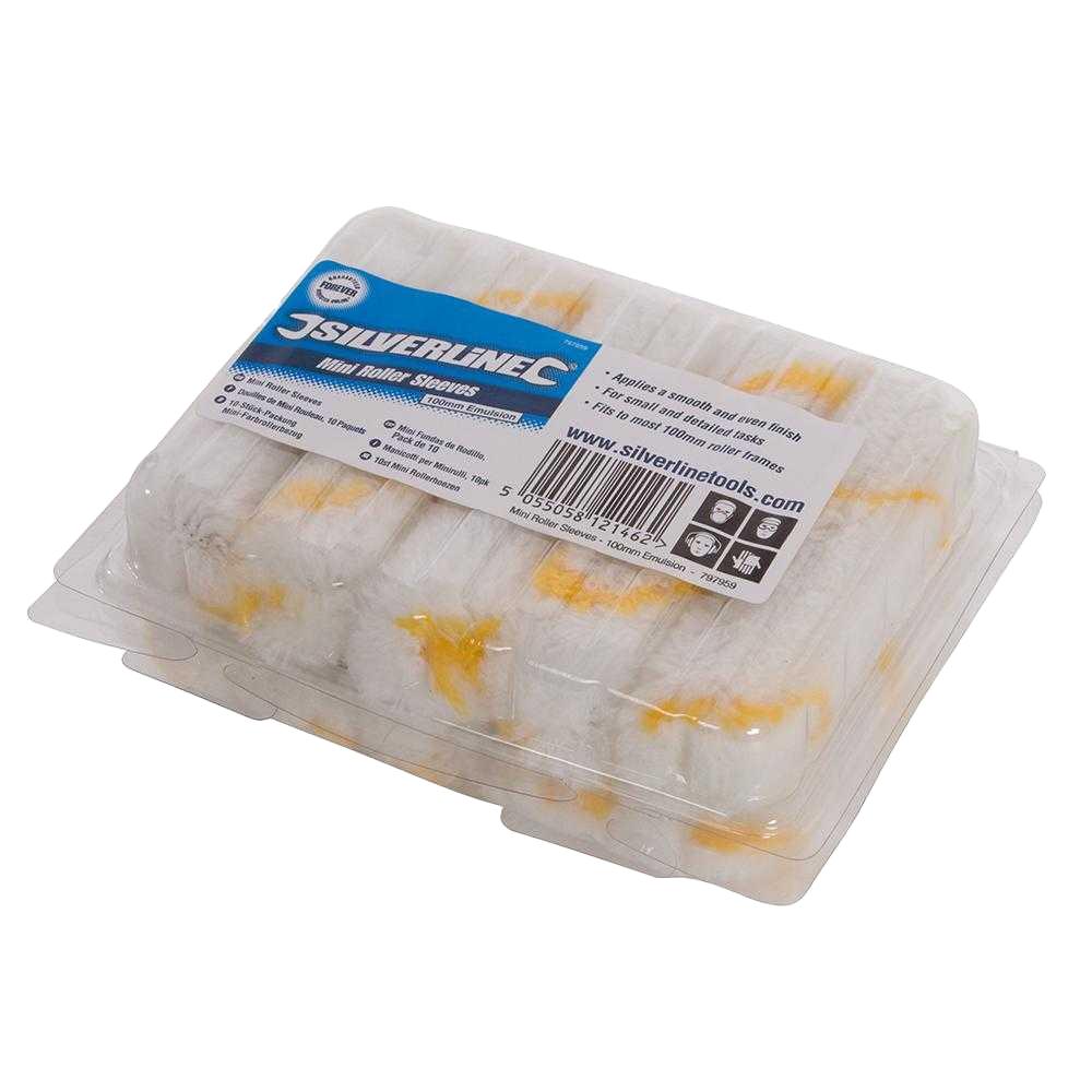 Silverline Mini Paint Roller Sleeve (Pack of 10)