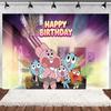 Cartoon Amazing World Birthday Party Decorations Gum&balles Balloon Banner Cake Topper  Rabbit Cat Anime Backdrop Kid Favor Gift