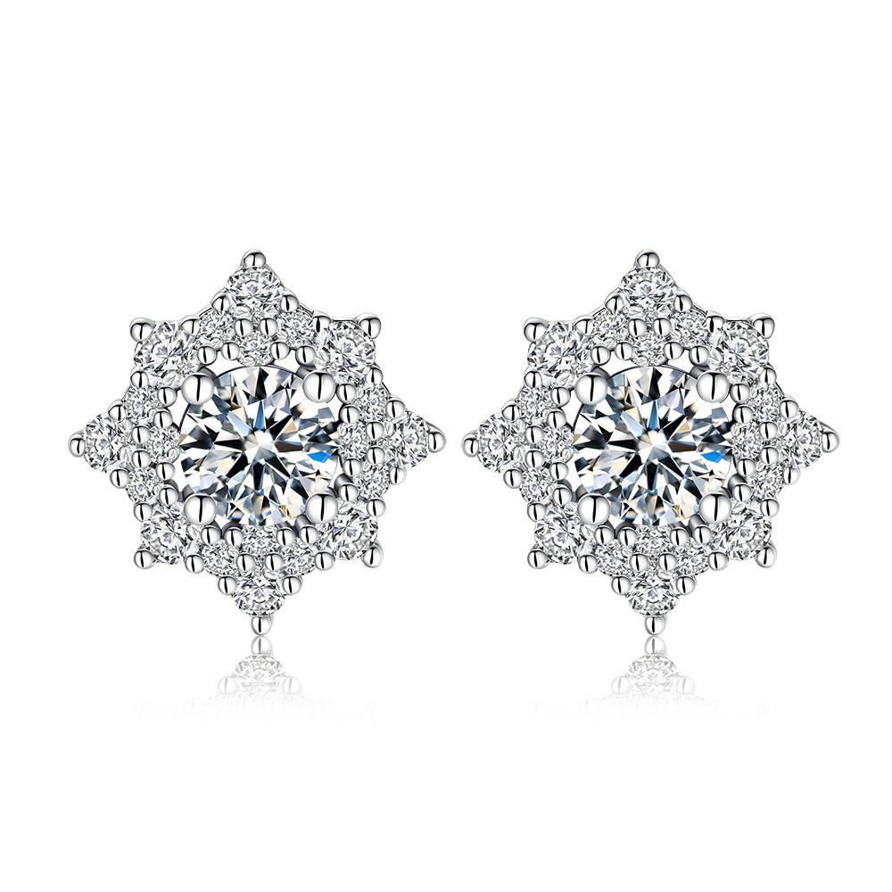 Unisex Irregular Moissanite Stud Earrings In Sterling Silver - Hip Hop Fashion