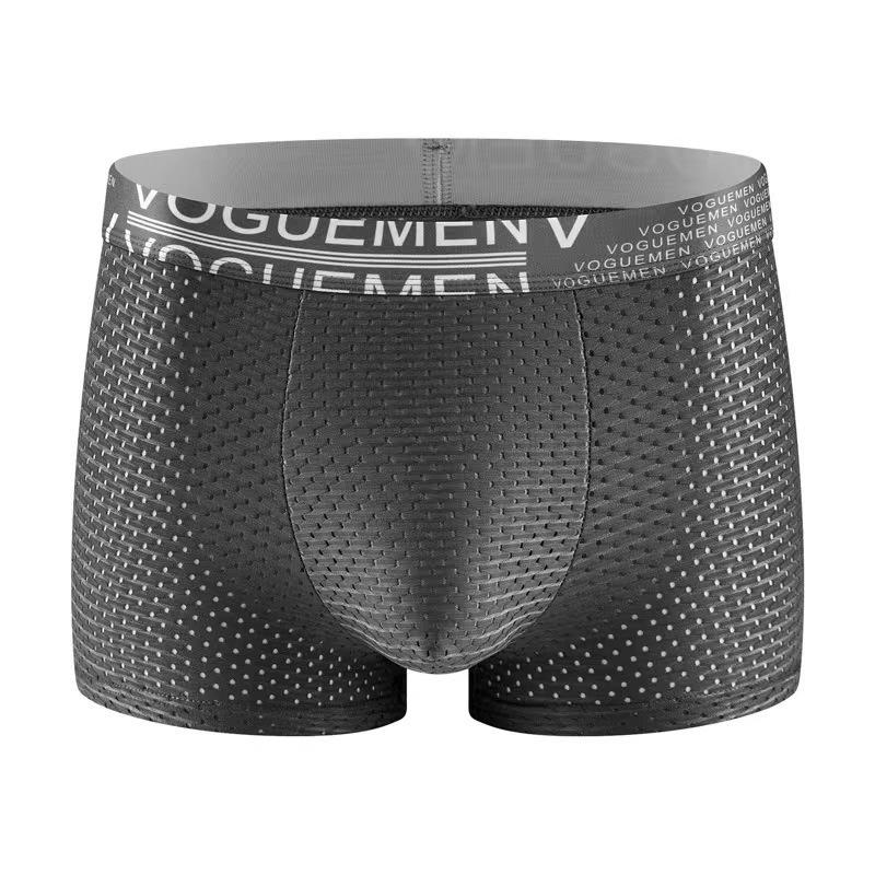 6pcs Men's Ice Silk Underwear Mesh Four Corner Shorts Summer Thin Breathable Large Flat Corner Shorts Boxer Brief