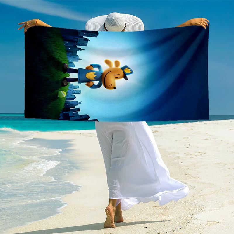 Dog Man Fashion Beach Towel: Ideal for Summer Adventures Soft, absorbent and quick drying suitable for swimming and bathing