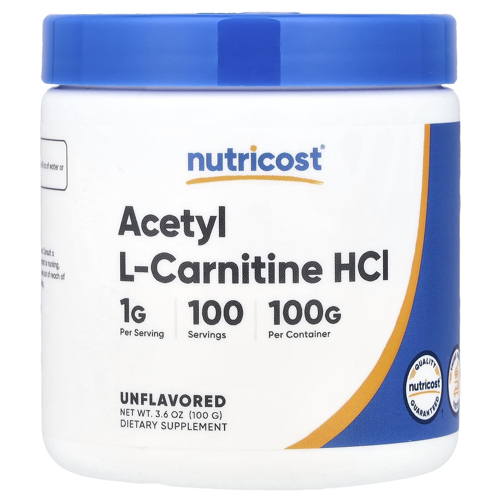 

Nutricost, Acetyl L-Carnitine HCl, Unflavored, 100g (3.6oz)