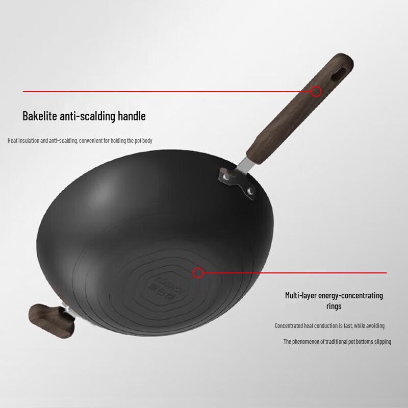 Kangbach 32cm Non-Coated Cast Iron Wok