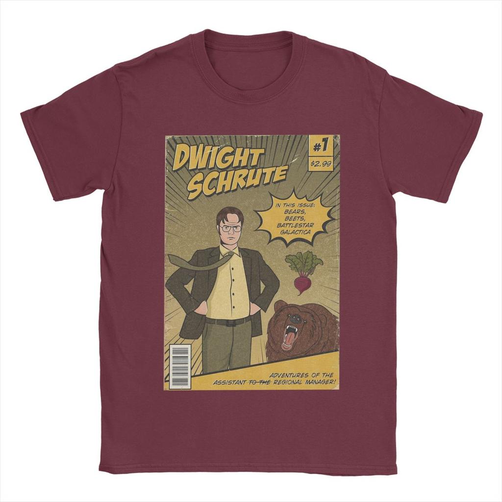 Erkek Tişört Dwight Schrute Çizgi Romanlar Vintage Pamuklu Tişört Kısa Kollu The Office TV Dizisi Tişörtleri O Yaka Giyim Grafik