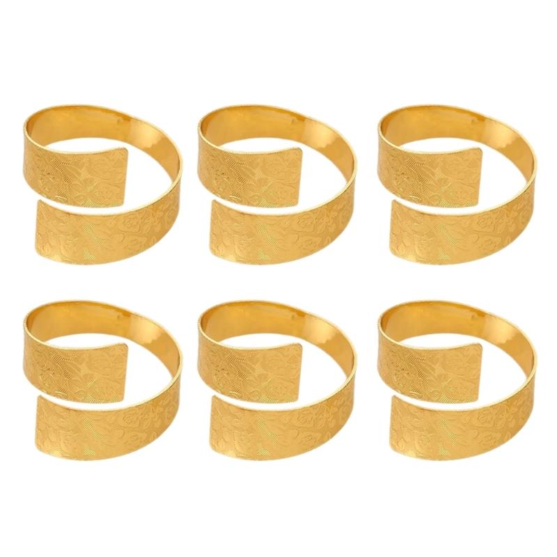 6Pcs Vintage Irregular Shape Napkin Rings Rose Pattern Iron Napkin Holders Clips For Hotel Dining And Home Table Setting