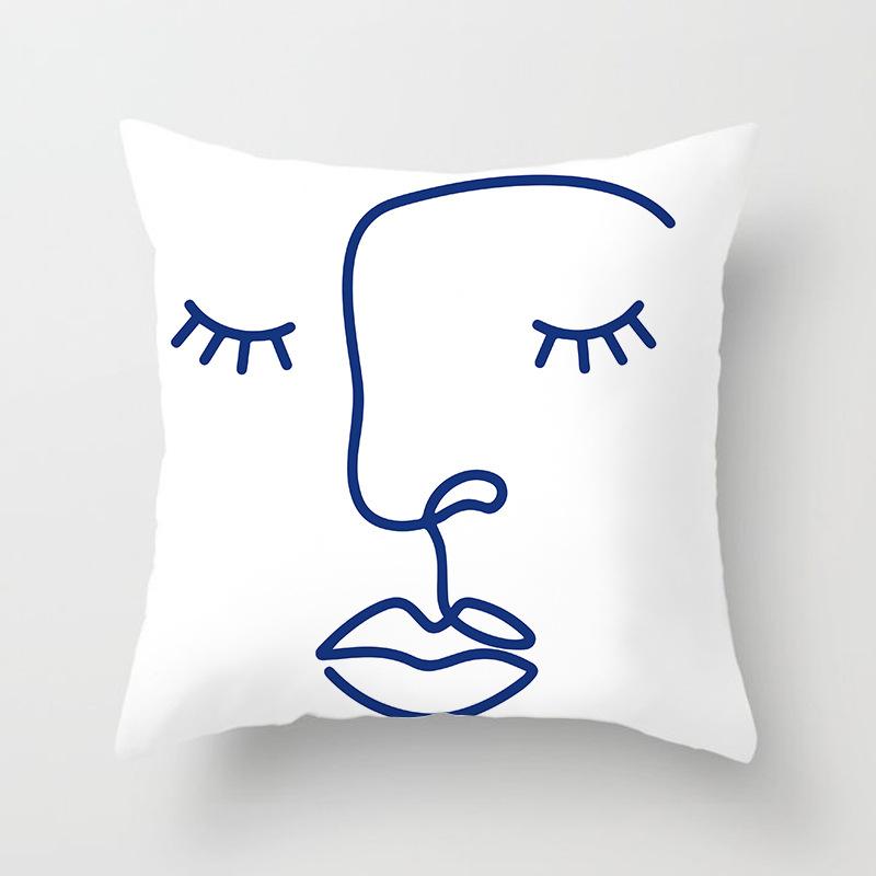 New Ins Nordic-style Pillowcase Geometric Abstract Art Figure Blue Pillow Cushion Cover