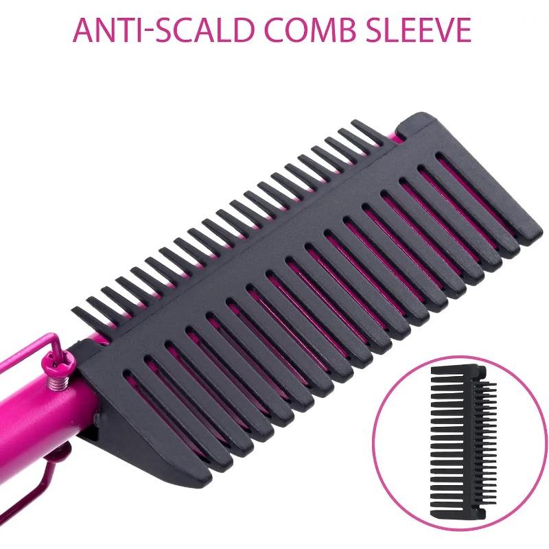 Hair Straightener Hot Comb Anti-Scald Beard Straightening And Curling Iron Portable Electric Press Comb For Wigs&Beard Heat Comb