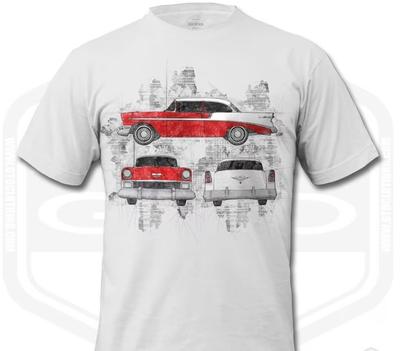 Heren 1956 Chevrolet Bel Air Amerikaanse Klassieke Auto T-shirt Unisex T-shirt