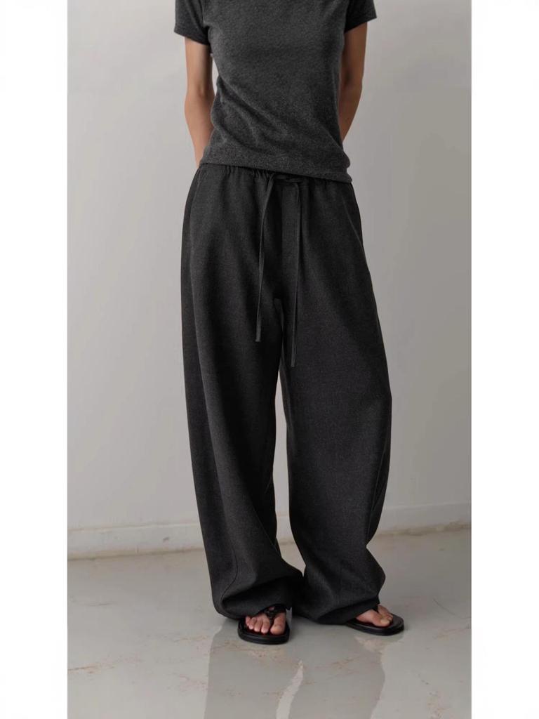 Sister Teng Autumn/Winter High-Waist Wide-Leg Pants - Lazy Style Casual Curved Fit for Women