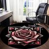 1pc Rose Bloom Office Round Area Rug, Under Office Chairs Bedroom Living Room Home Decor, Room Deco