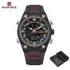 NAVIFORCE Original Men Quartz Watch Calendar Date LCD Display Luminous Pointer Silicone Strap Waterproof 30m Men Casual Fashion Watch NF9265