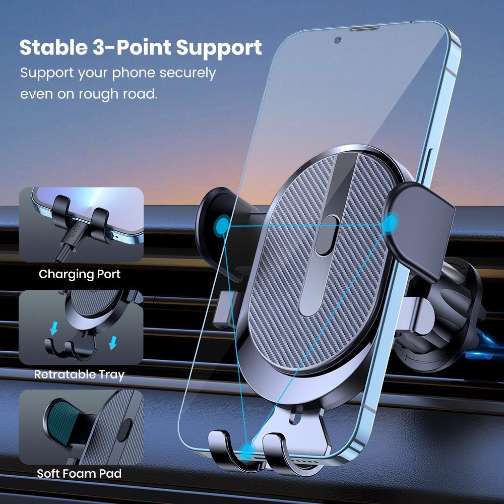 Mobile Phone Holder Air Outlet Gravity Sensor Car Holder Gravity Frosted Simplicity Solid Metallic Material