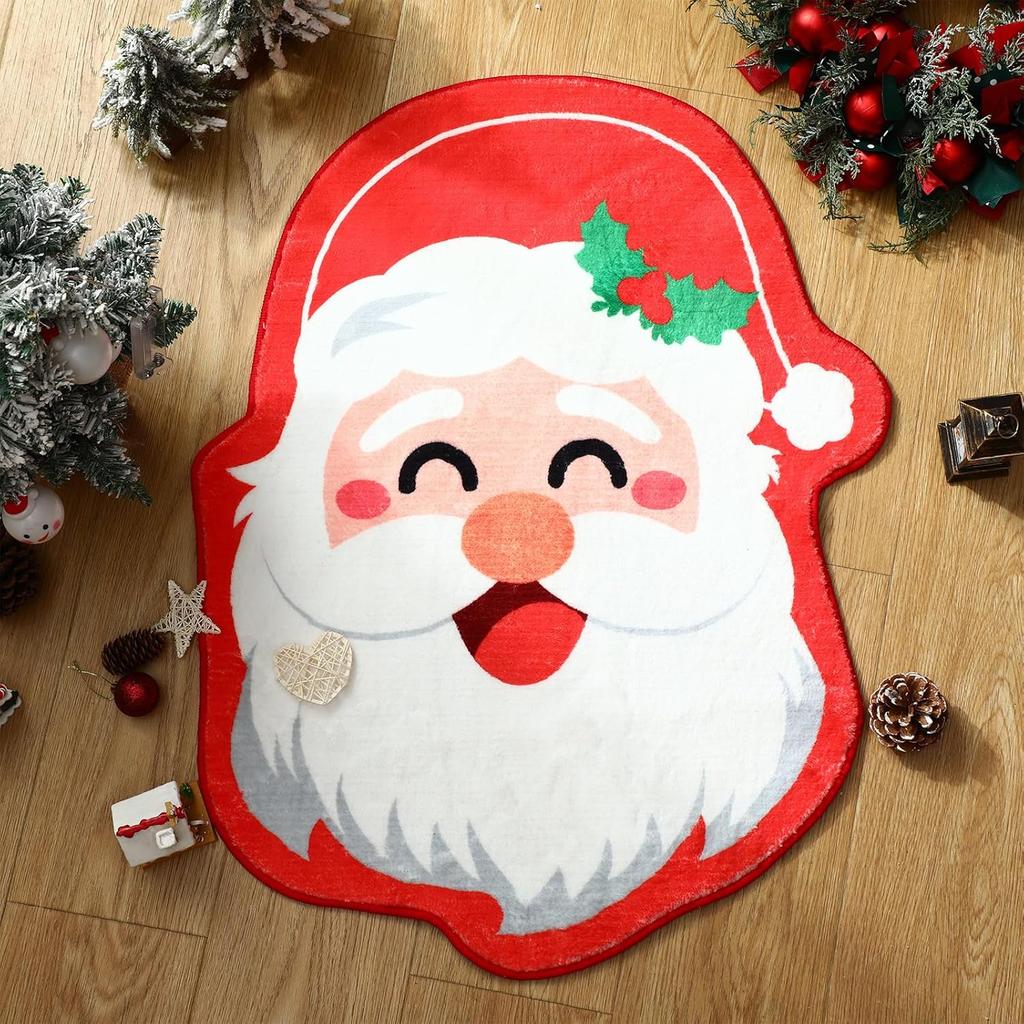Father Christmas Faux Cashmere Carpet Soft Absorbent Bathroom Floor Mats Bedroom Living Room Carpet Home Decoration