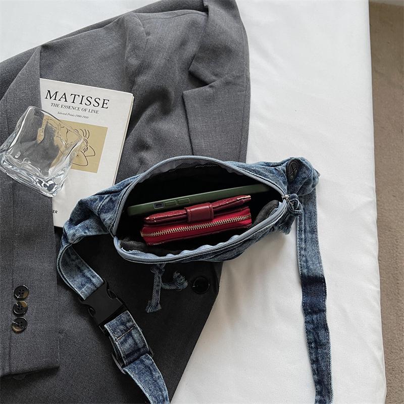 Chest Bag Women's Crossbody Bag Large Capacity Waist Bag Shoulder Bag Denim Mobile Phone Bag