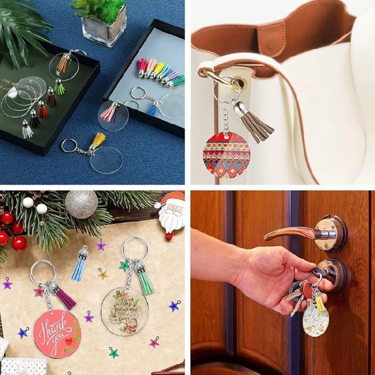 Round Shape Plastic Transparent Keychain Charm Blank for DIY Projects Crafts